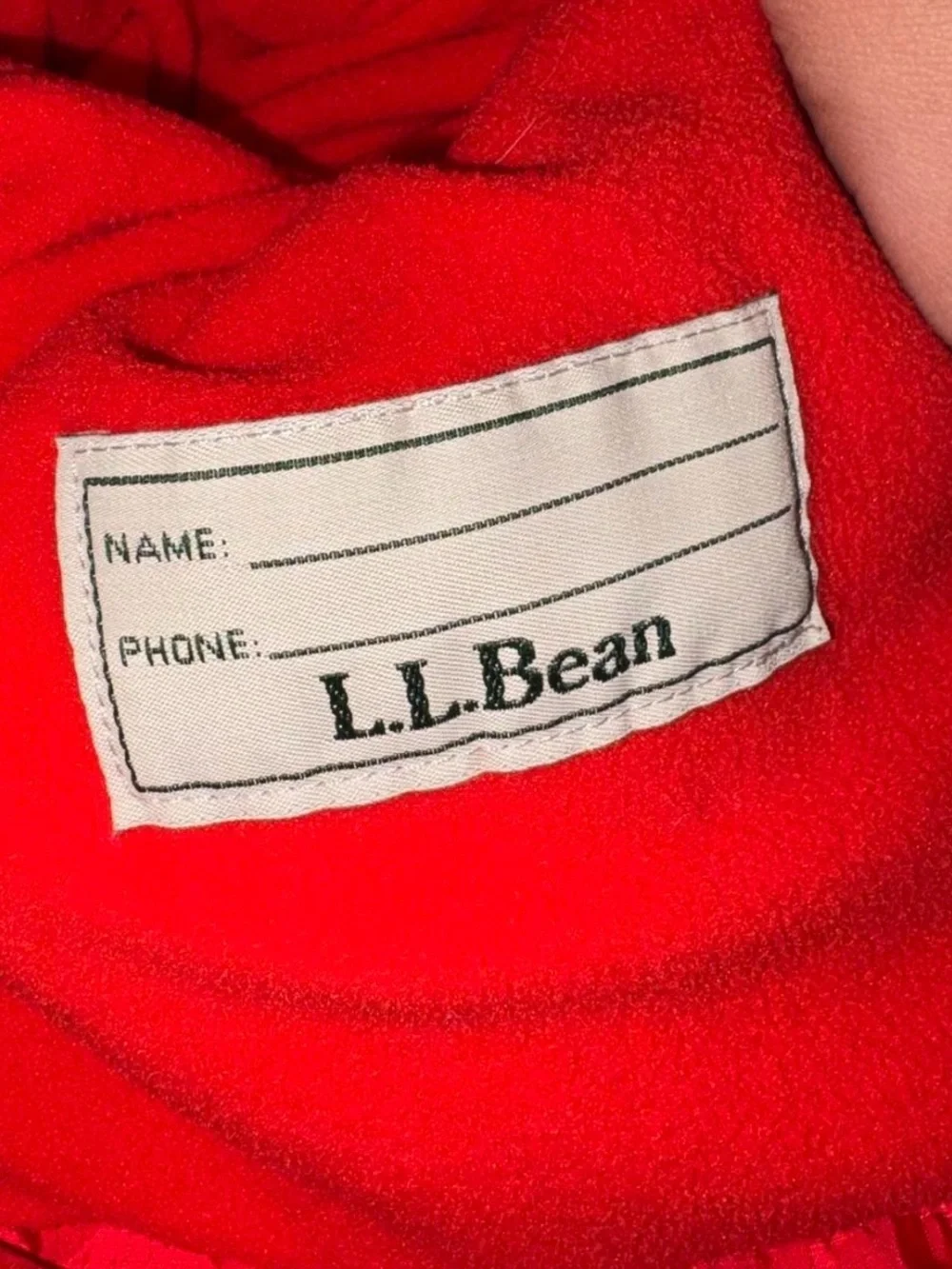L.L. Bean Kids Red Hooded Raincoat with Reflective Strips
